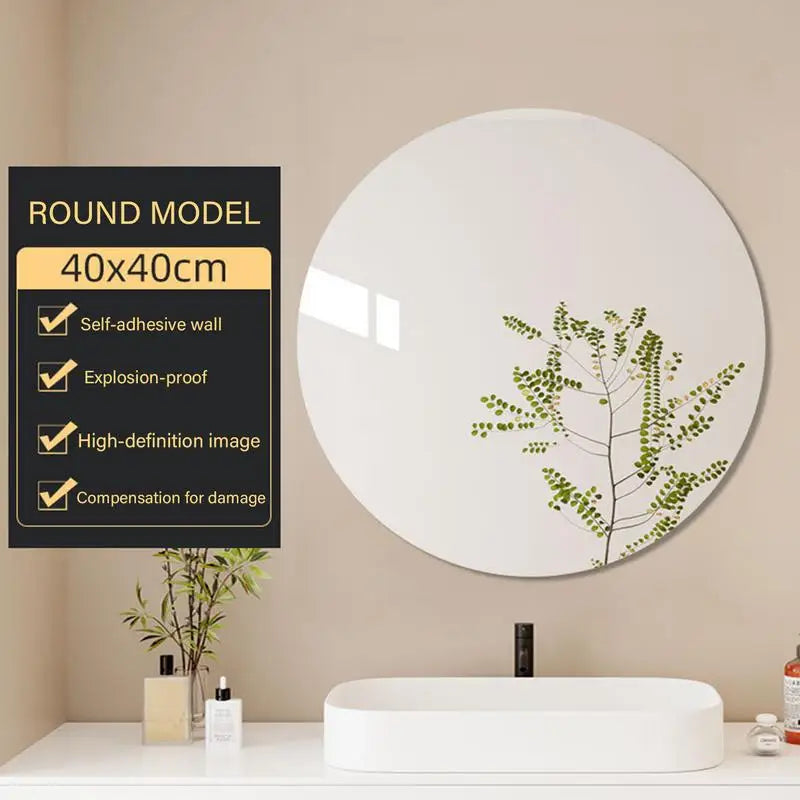 Acrylspiegel für die Wand, rahmenlose Badezimmer-Wandspiegel-Aufkleber, selbstklebende Badezimmer-Kosmetikspiegel, wasserdichte Raum-Wanddekoration